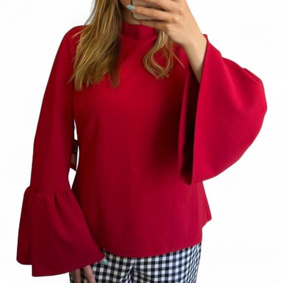 Red Vince Camuto Bell Sleeve Top - Picture 4 of 8